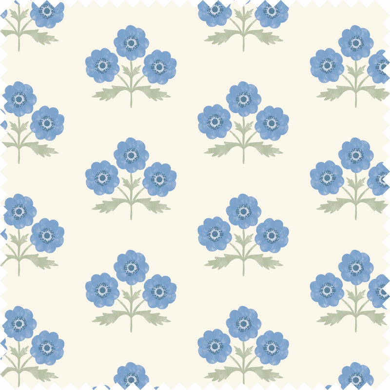Field Floral Sheer Fabric in Sky Blue color