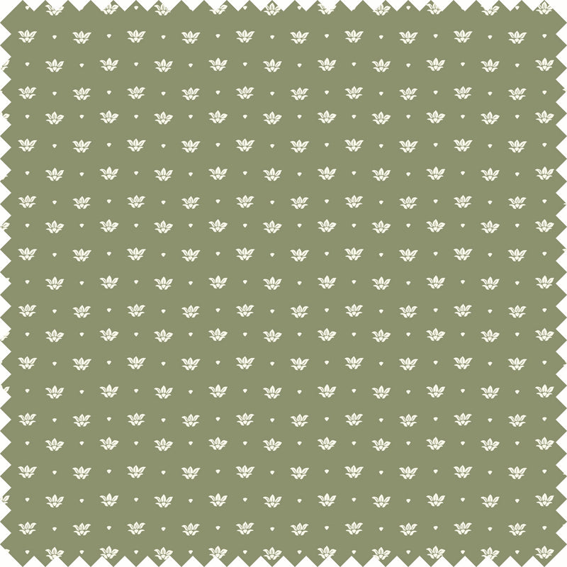 Floret Sheer Fabric in Olive/Cream color