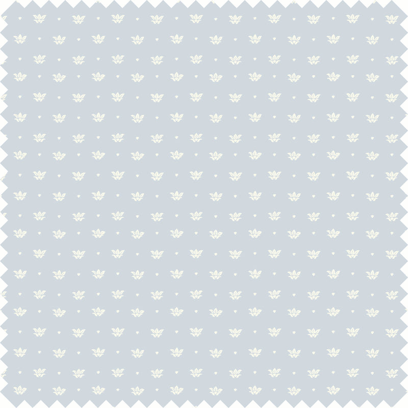 Floret Sheer Fabric in Blue/Cream color