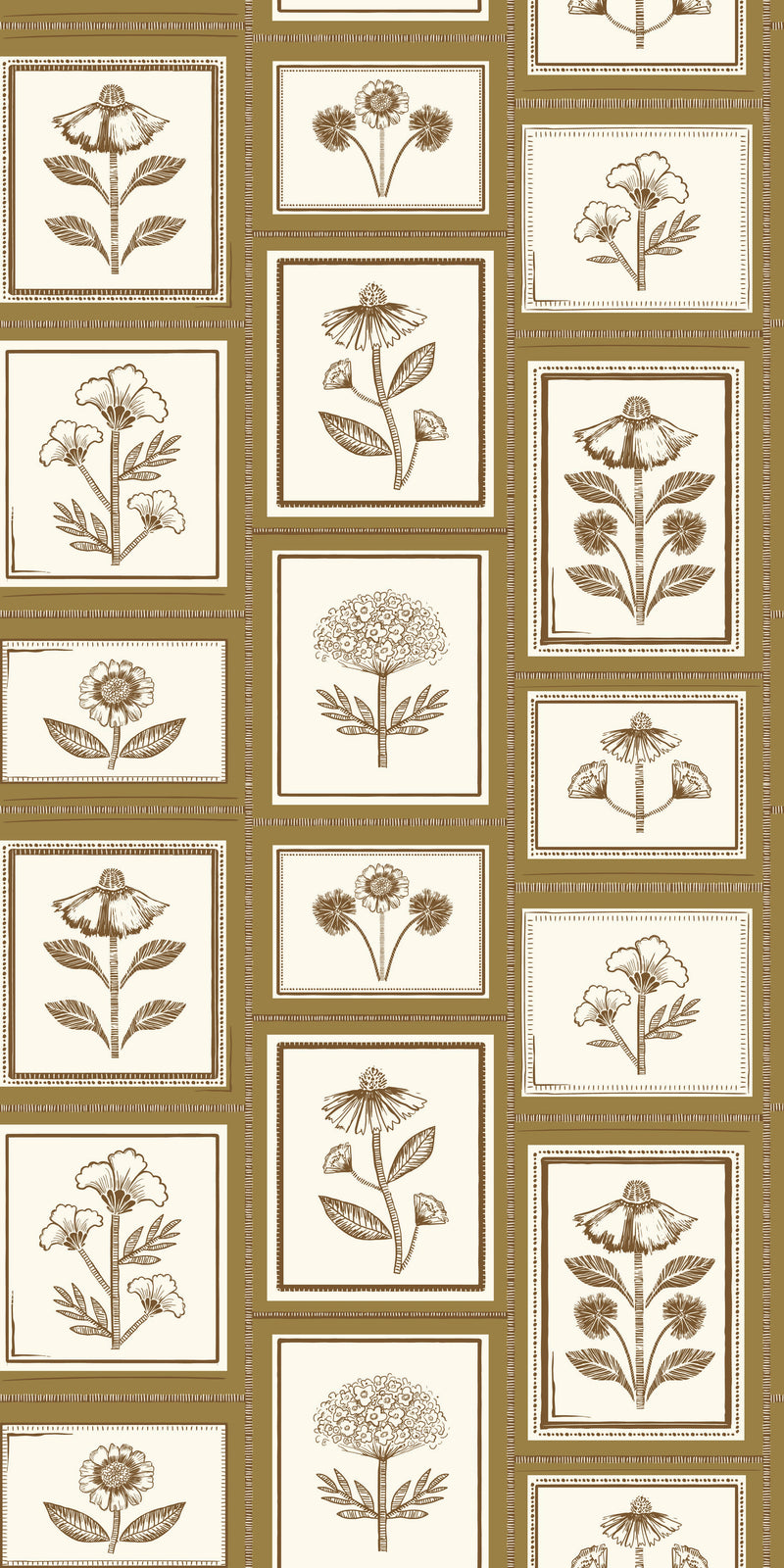 Framed Flowers in Ochre color