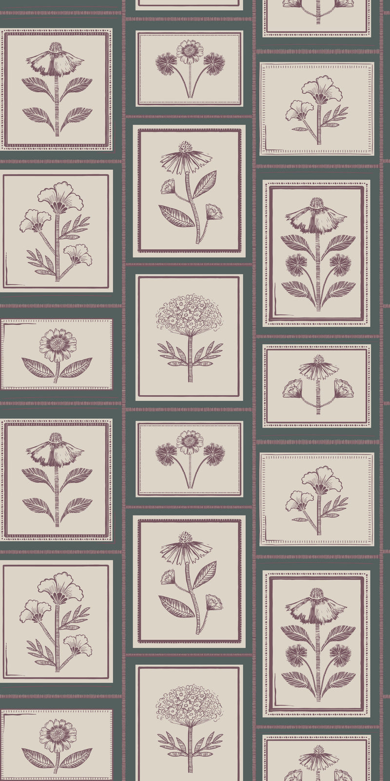 Framed Flowers in Lagoon color