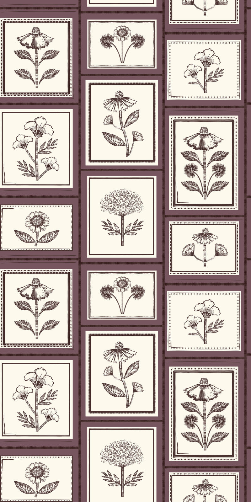 Framed Flowers in Mulberry color