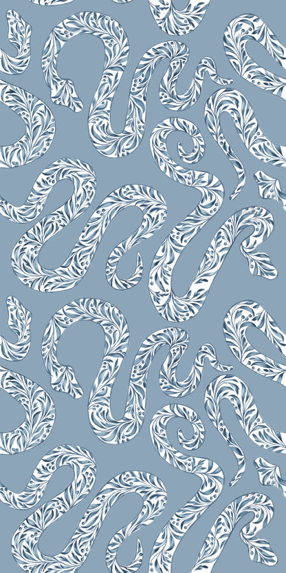 Image of Garden Snake in Light Blue Wallpaper
