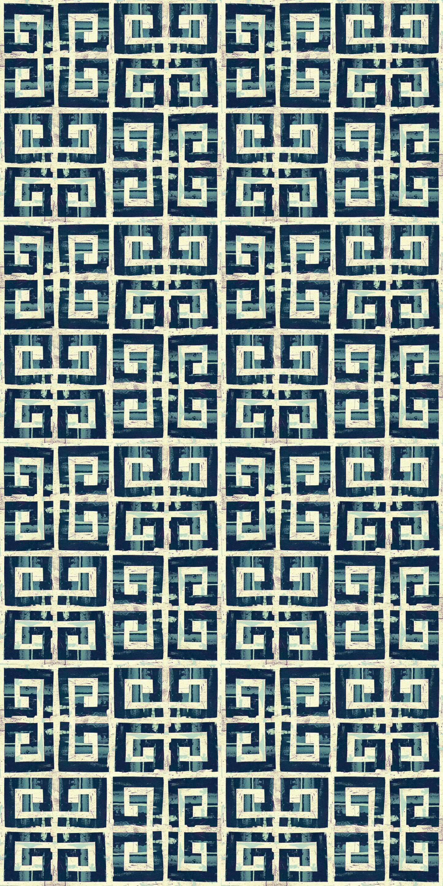 Greek Key Tile/Flooring in Indigo