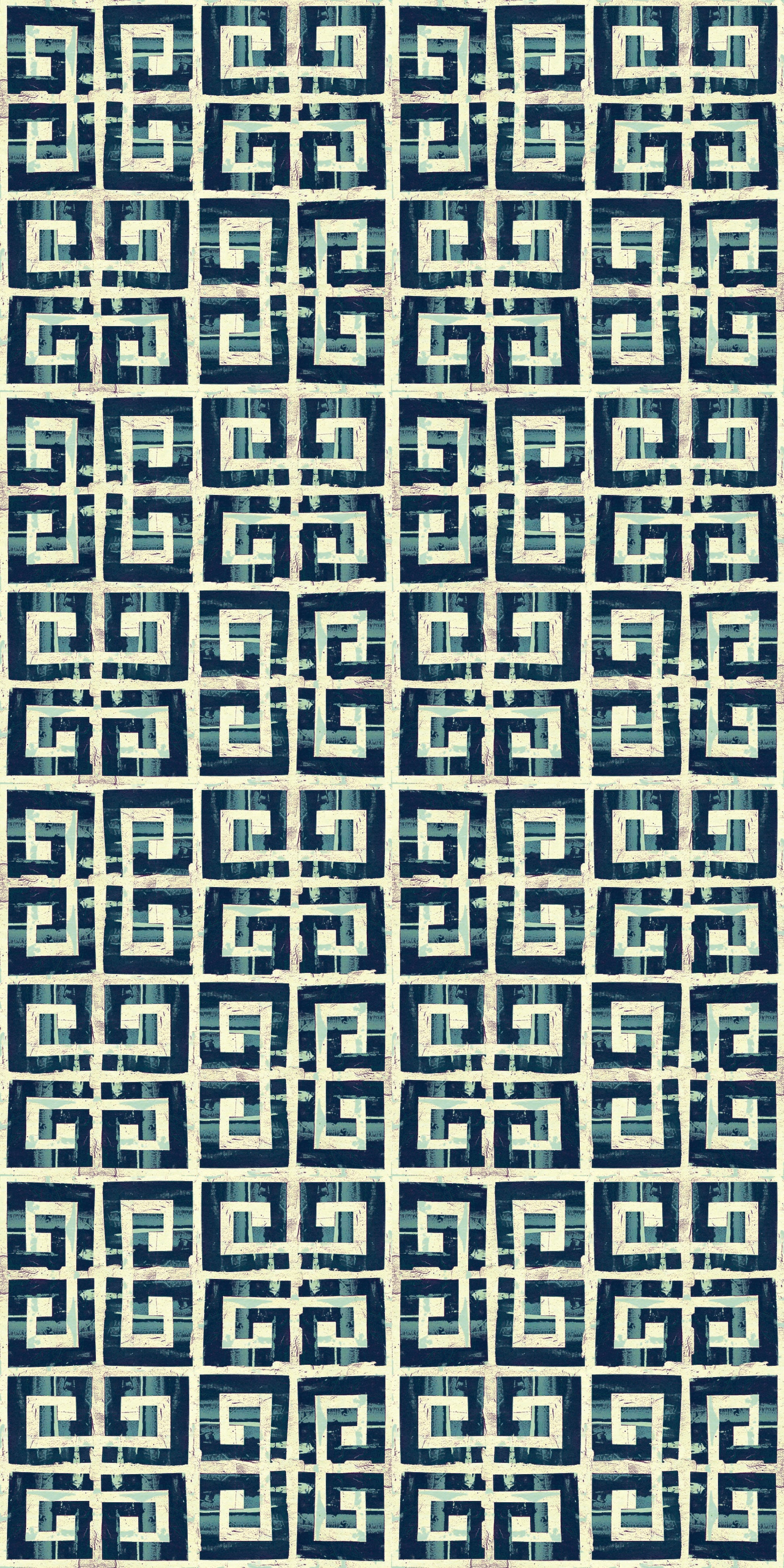 Greek Key Tile/Flooring in Indigo