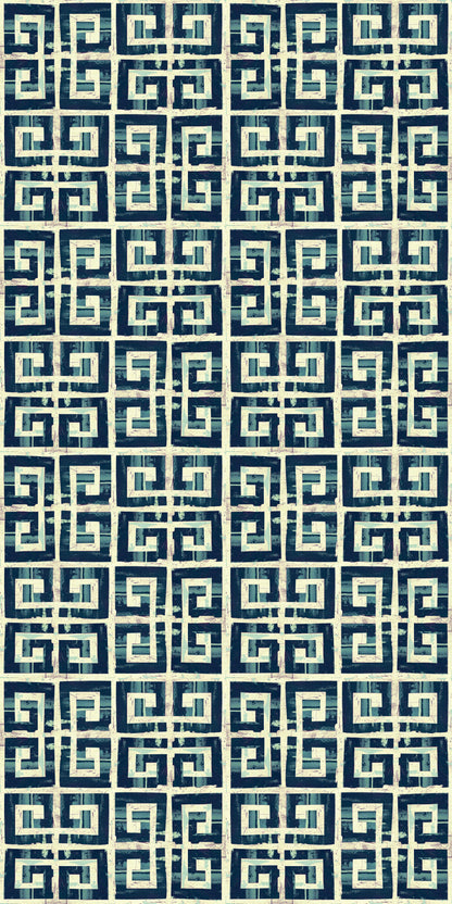 Greek Key Tile/Flooring in Indigo