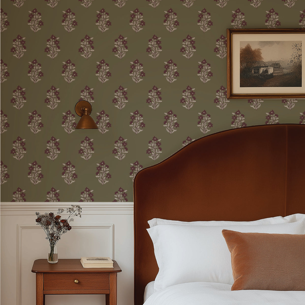 Image of Heritage Floral Wallpaper in Spruce
