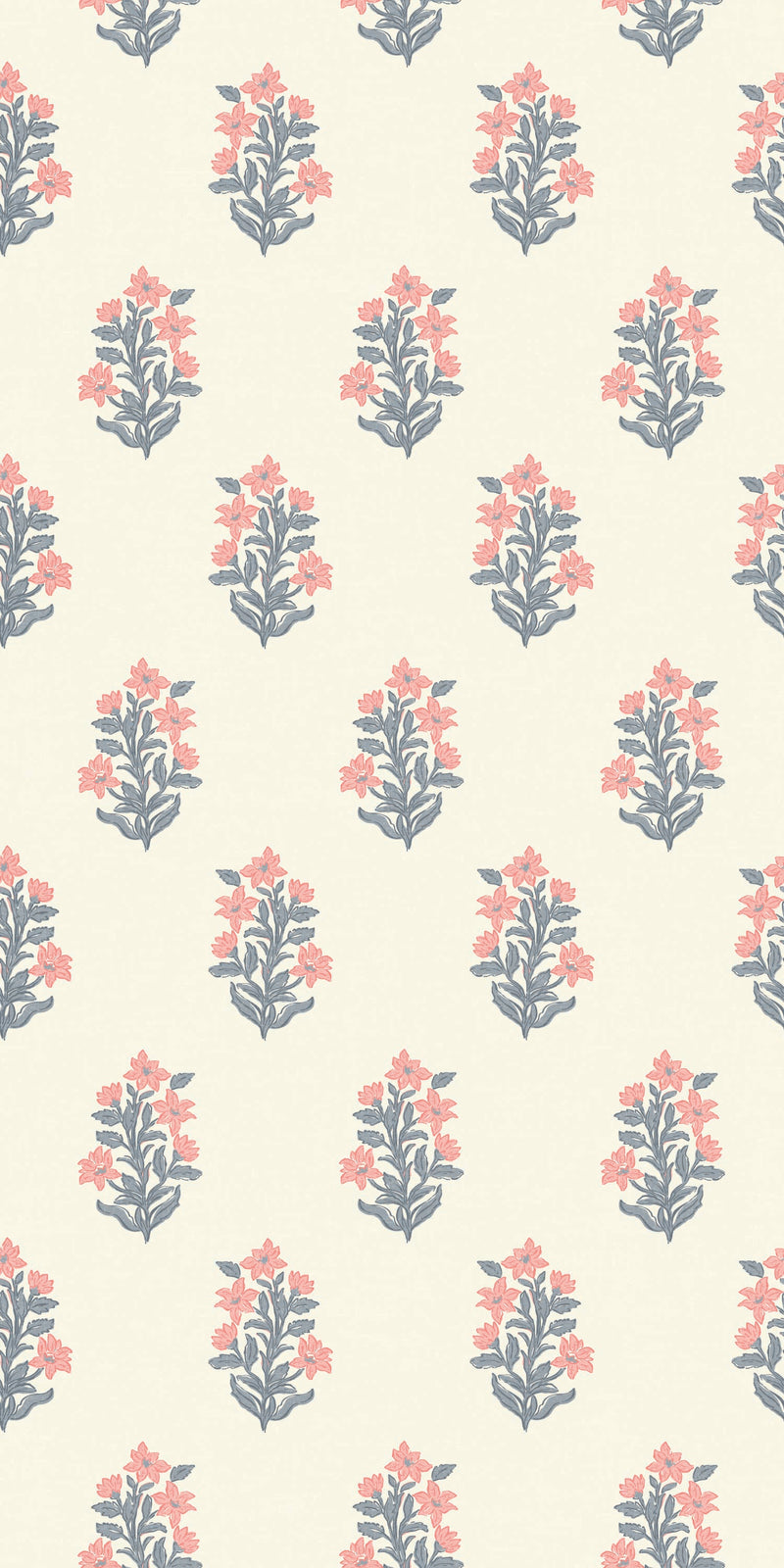 Heritage Floral in Coral/Blue color