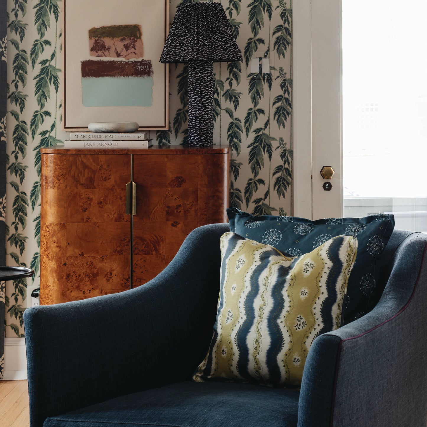 Kent Street Fabric Fabric in Ochre/Blue