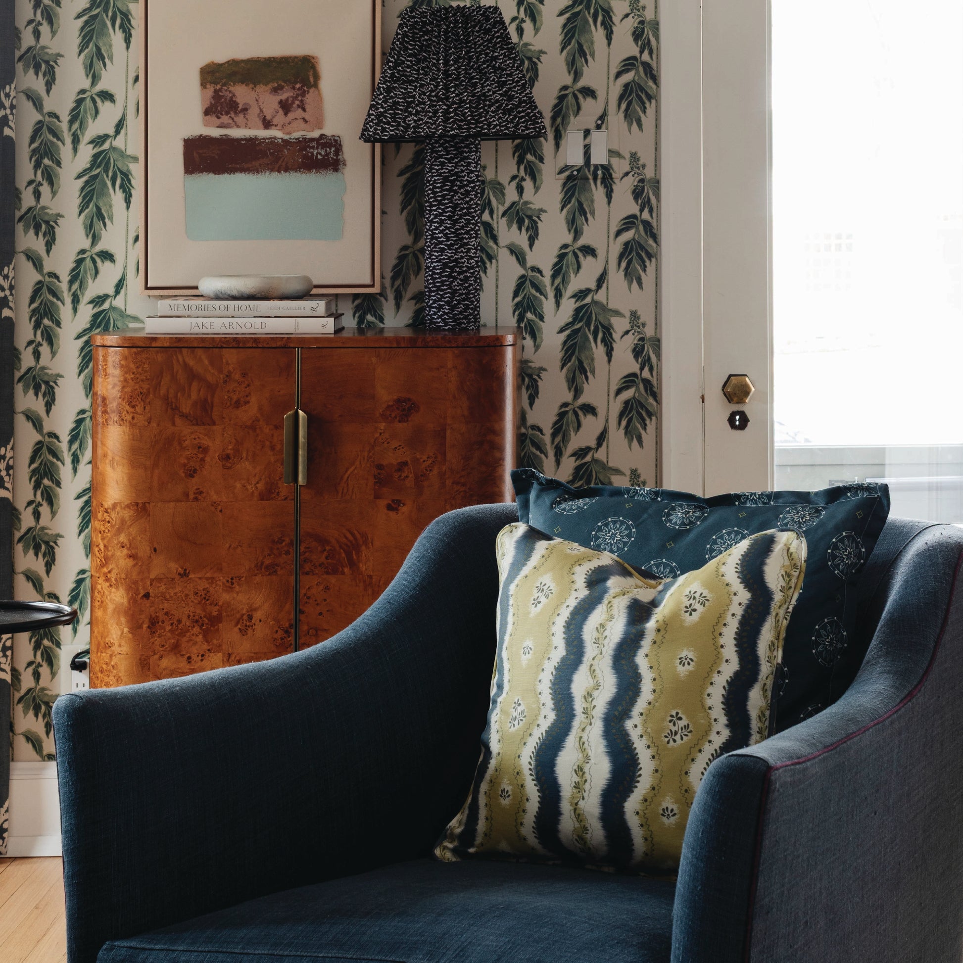Kent Street Fabric Fabric in Ochre/Blue