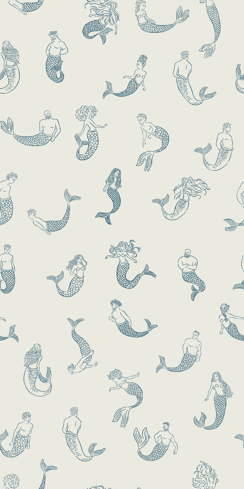 Merpeople in Navy / Ivory color