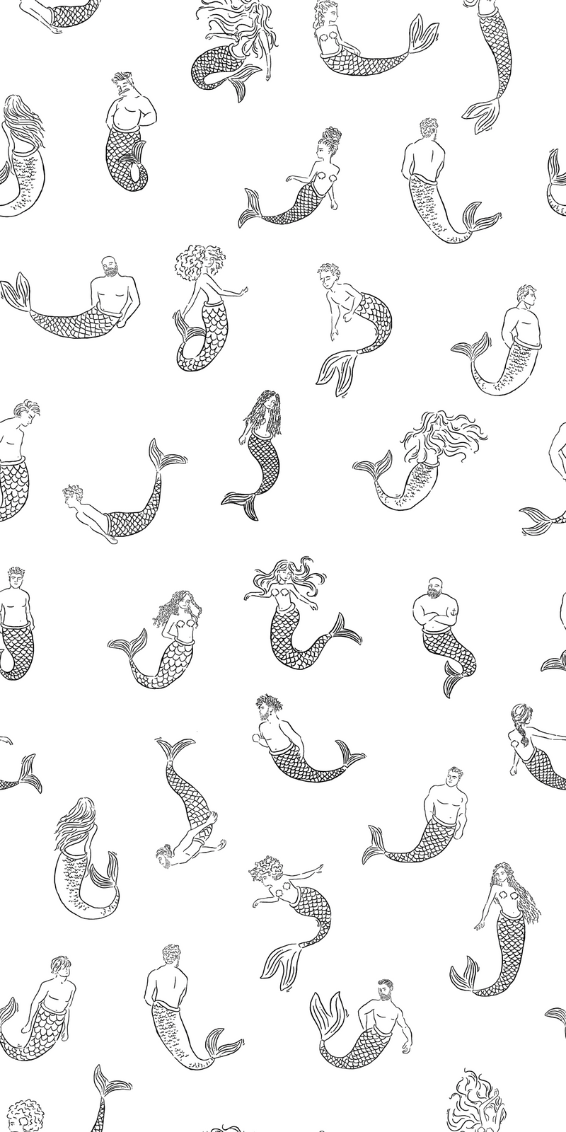 Merpeople in Black & White color