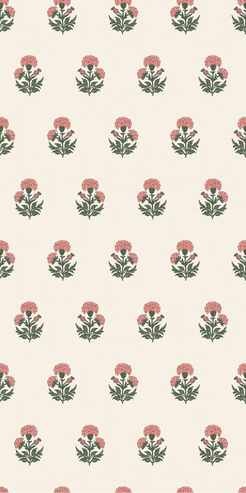 Marigold Block Print in Coral color