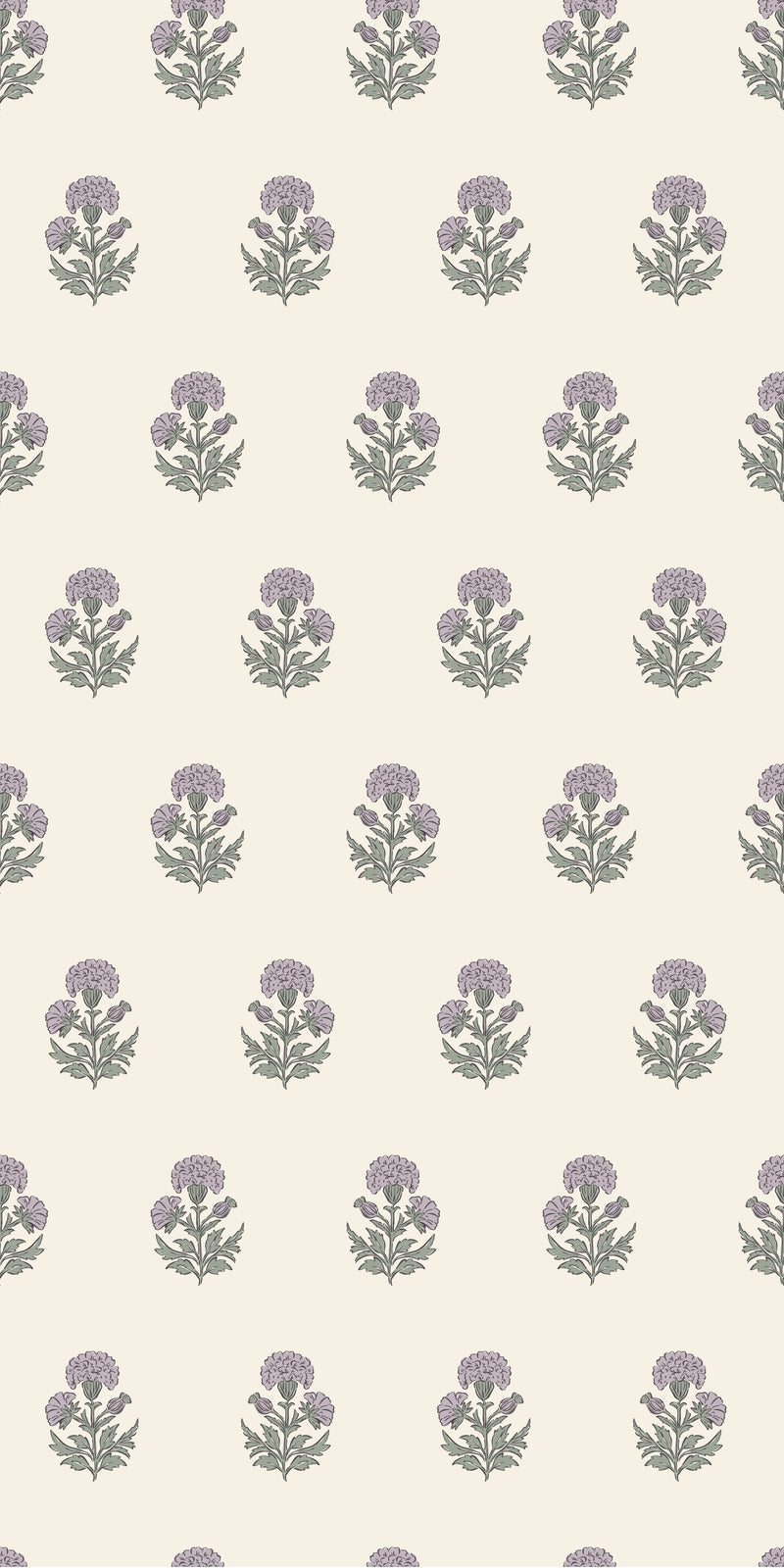 Marigold Block Print in Pastel Purple color