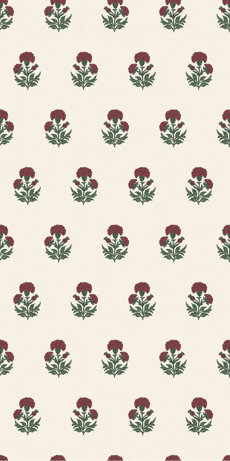 Marigold Block Print in Ruby color