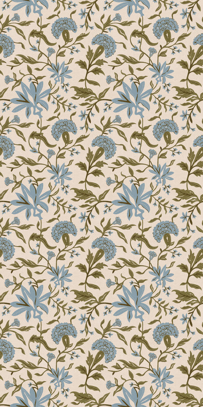 Image of Market Floral in Cornflower Wallpaper