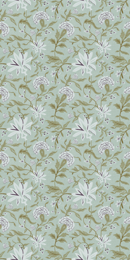 Image of Market Floral in Moss Wallpaper