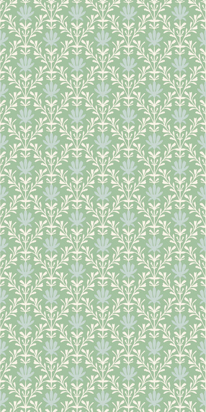 Image of Mist Floral in Spring Green Wallpaper