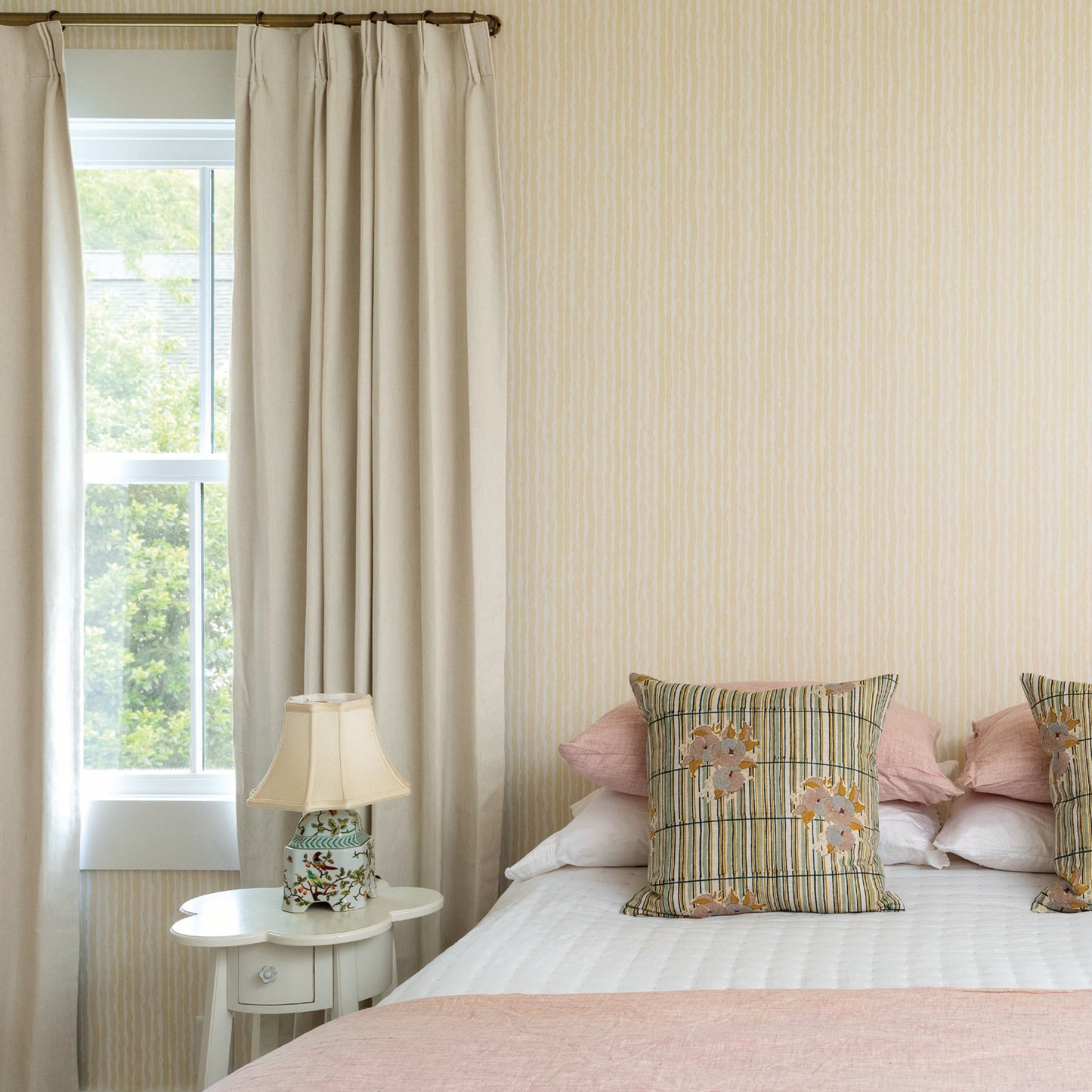 Ribbon Wallpaper in Wheat