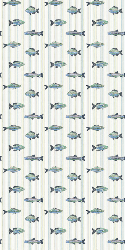 Image of School of Stripes in Blue Wallpaper