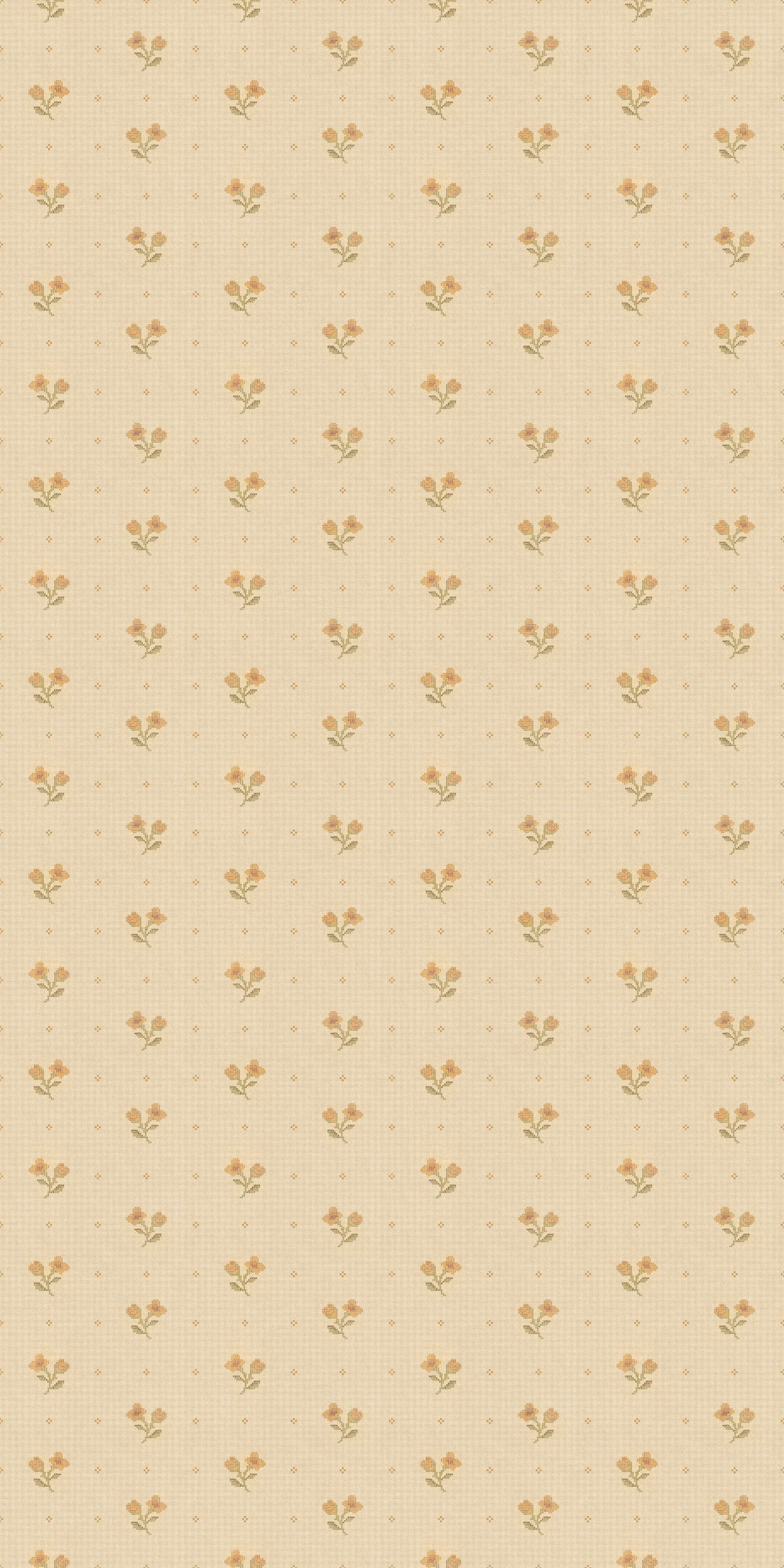 Stitched Sweetpea Wallpaper in Beige/Mustard, image 2