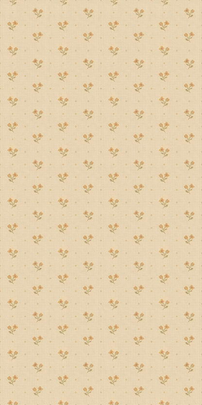 Stitched Sweetpea Wallpaper in Beige/Mustard