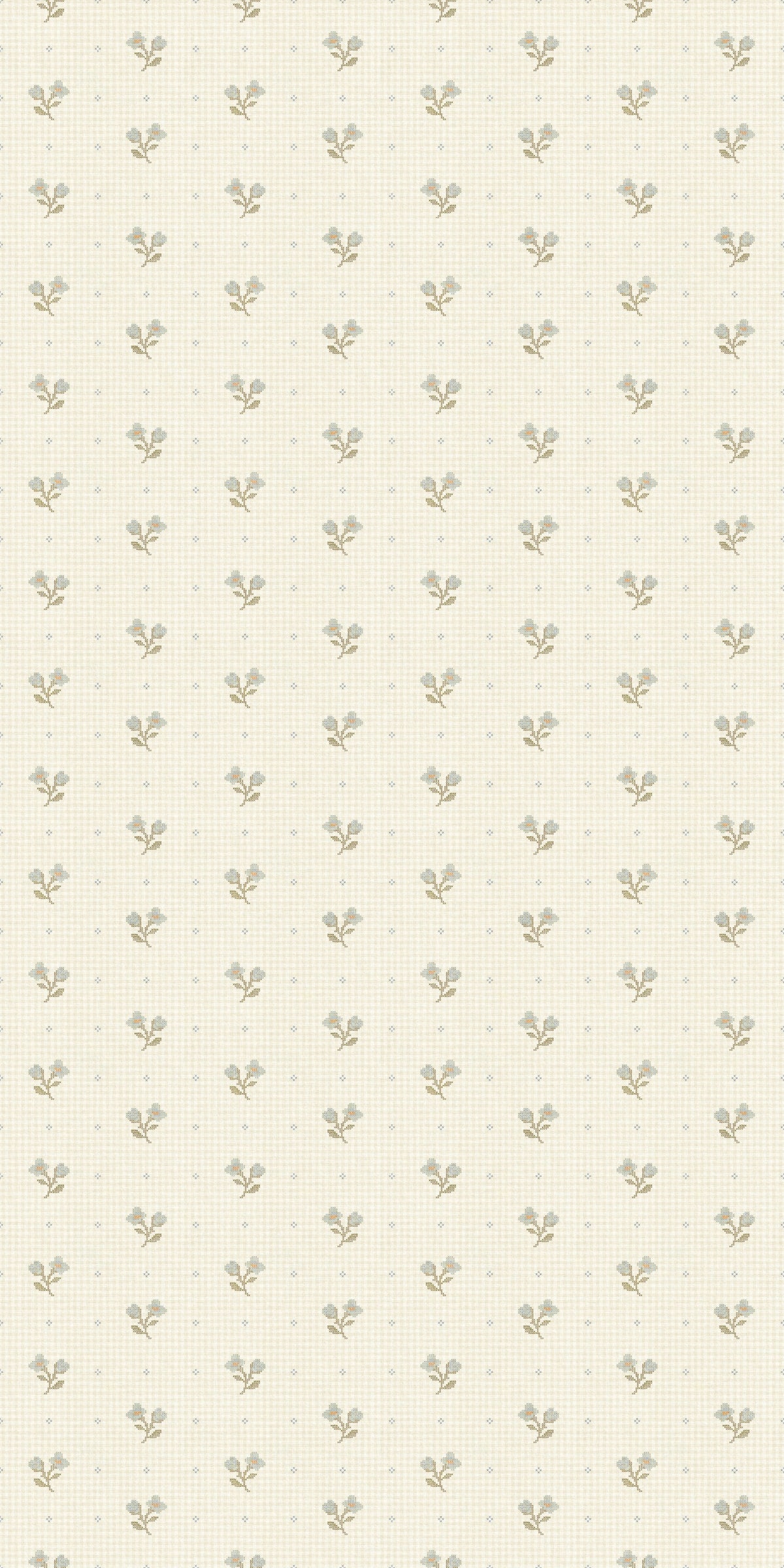 Stitched Sweetpea Wallpaper in Cream/Blue, image 1