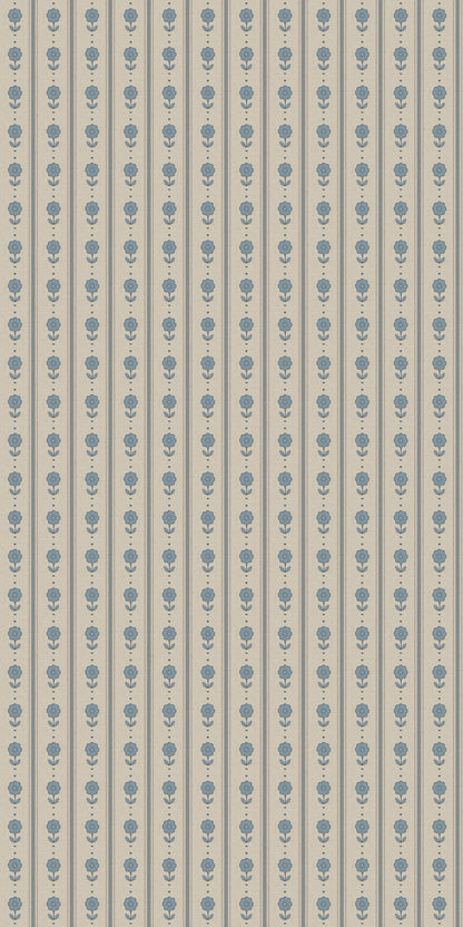 Image of Storybook Stripe in Blue Wallpaper