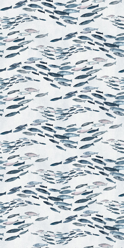 Image of Swimming Upstream in Blue Wallpaper