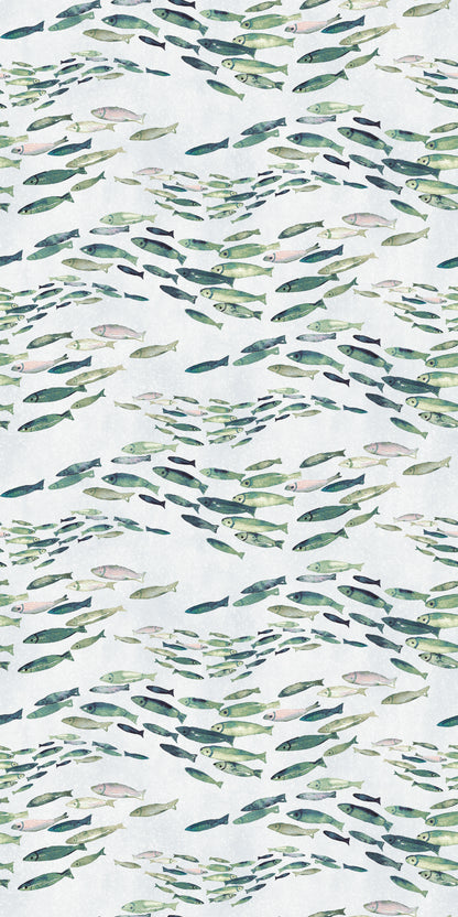 Image of Swimming Upstream in Green Wallpaper