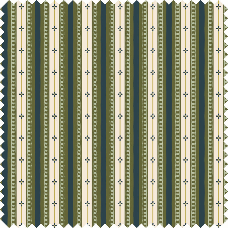 Trio Stripe Fabric in Blue/Green color