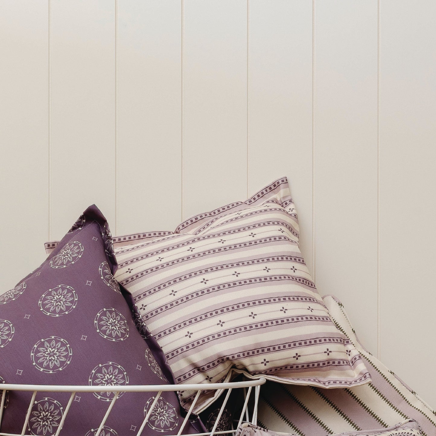 Trio Stripe Fabric in Mauve/Petal