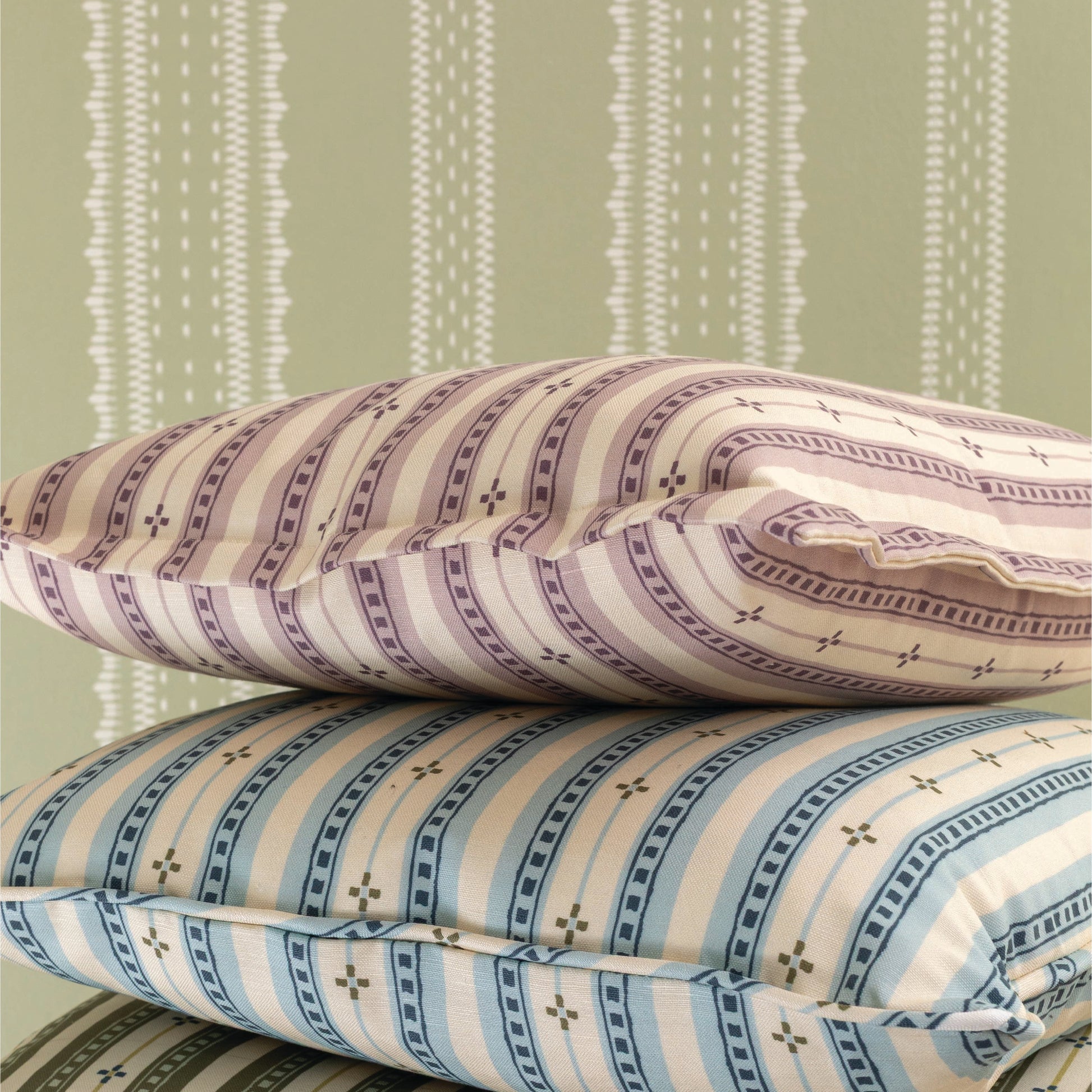 Trio Stripe Fabric in Sky Blue