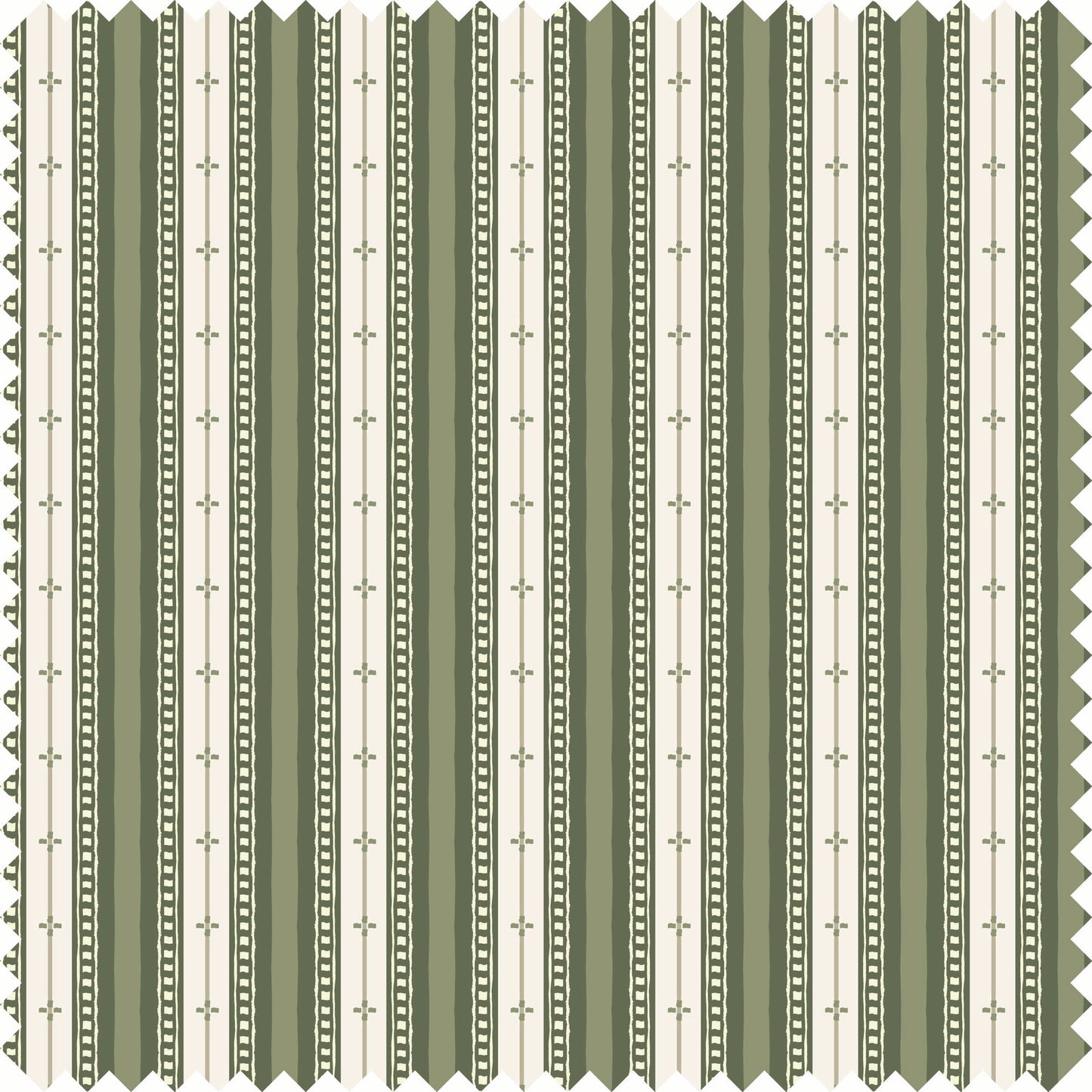 Trio Stripe Fabric Fabric in Olive Green