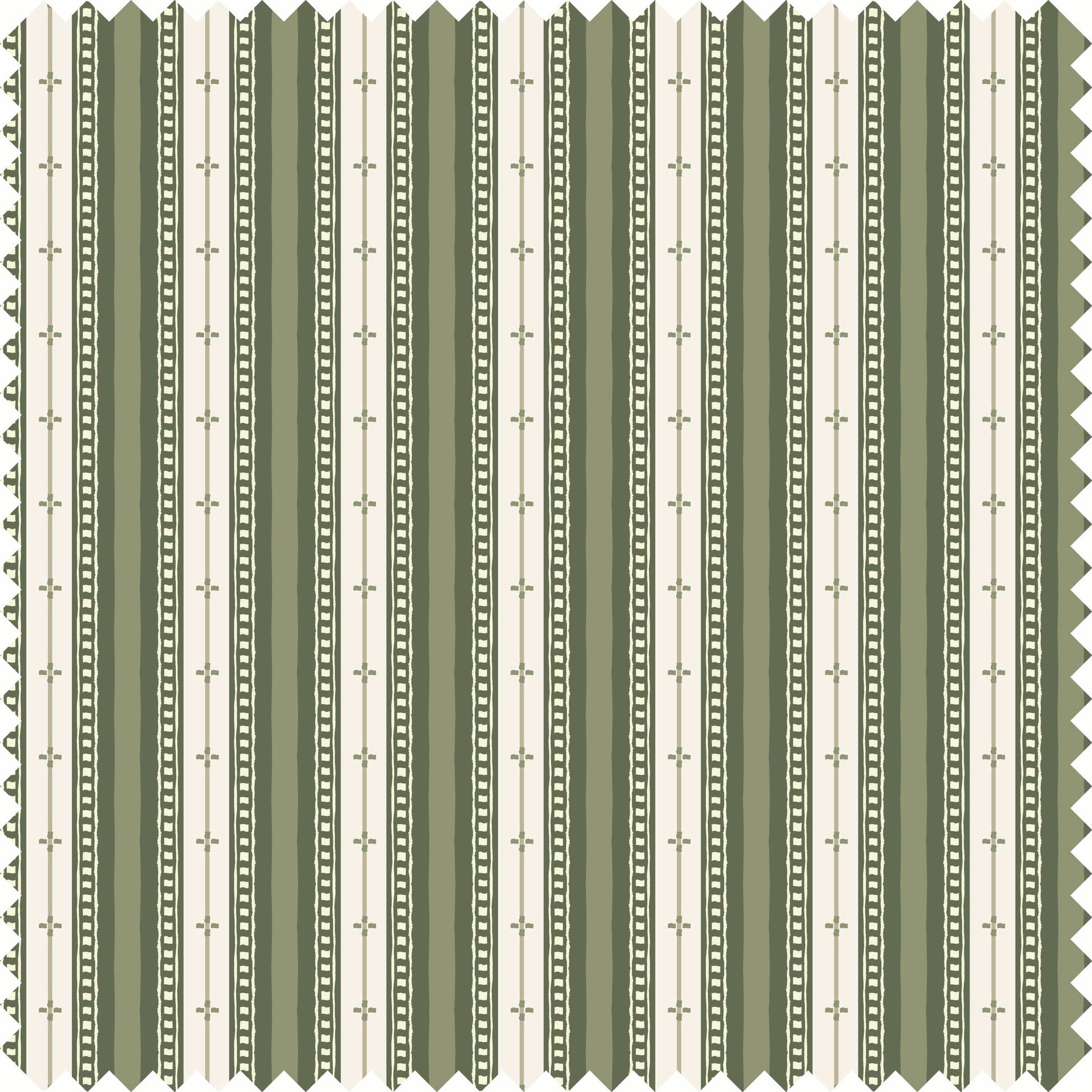 Trio Stripe Fabric Fabric in Olive Green