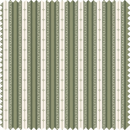 Trio Stripe Fabric Fabric in Olive Green
