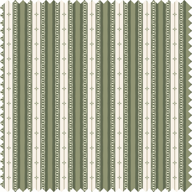 Trio Stripe Fabric in Olive Green color