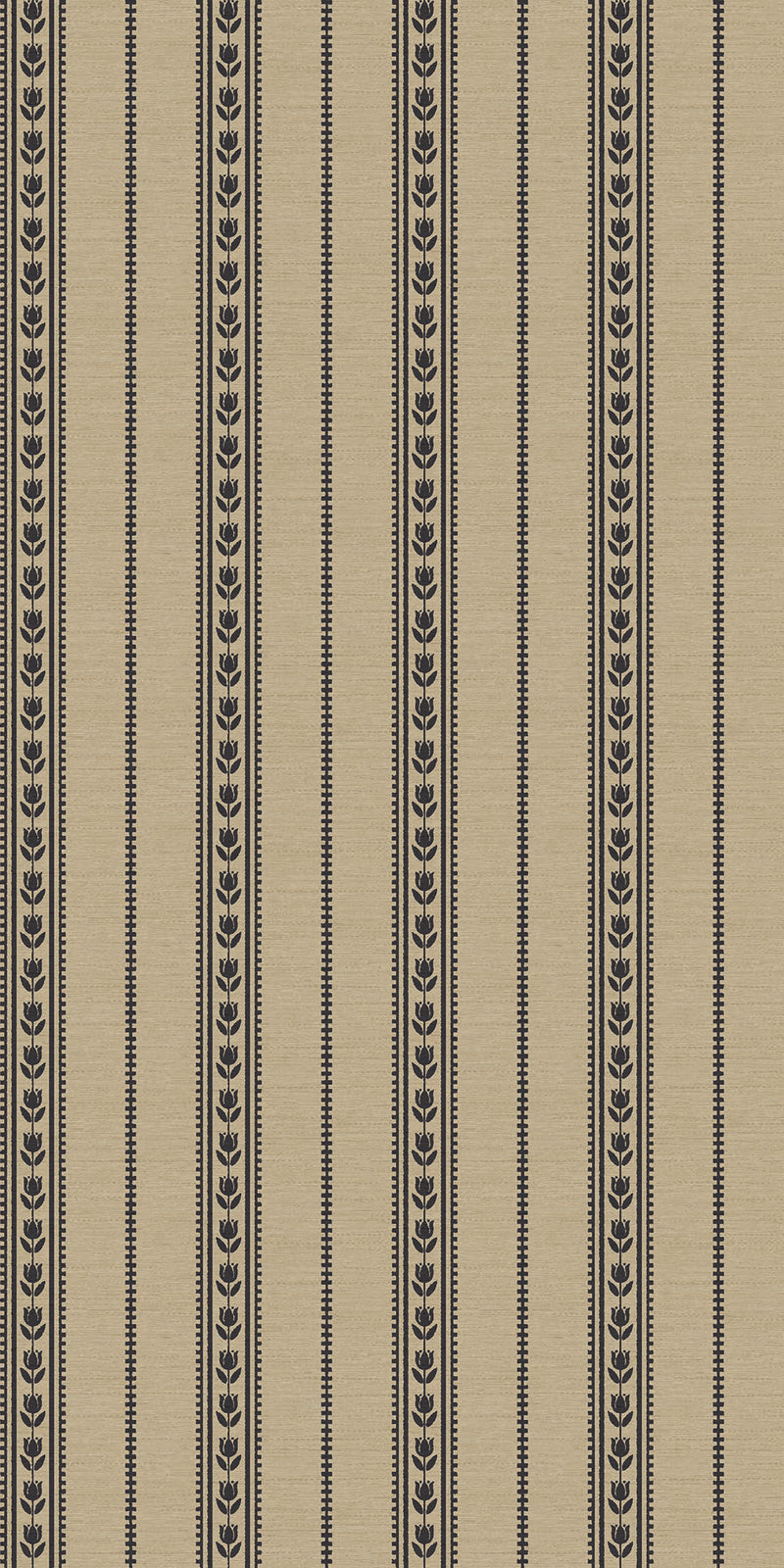 Tulip Ticking Stripe in Charcoal/Dark Tan color