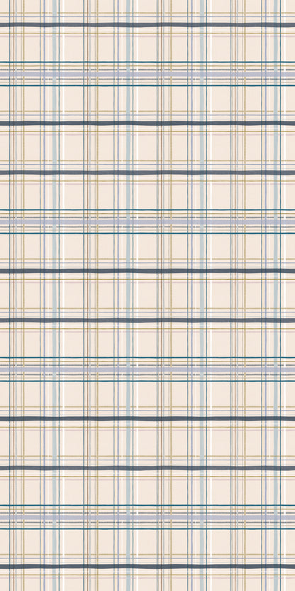 Image of Vintage Plaid in Bluebonnet Wallpaper