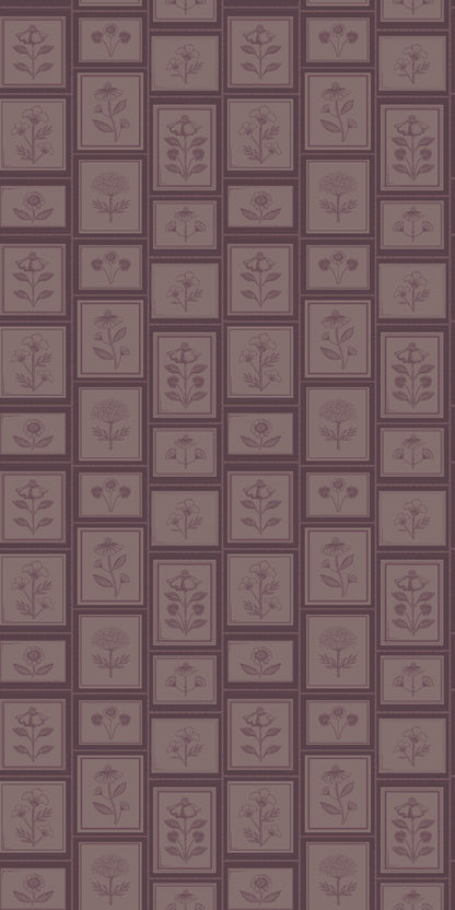Image of Vintage Frame in Plum Wallpaper