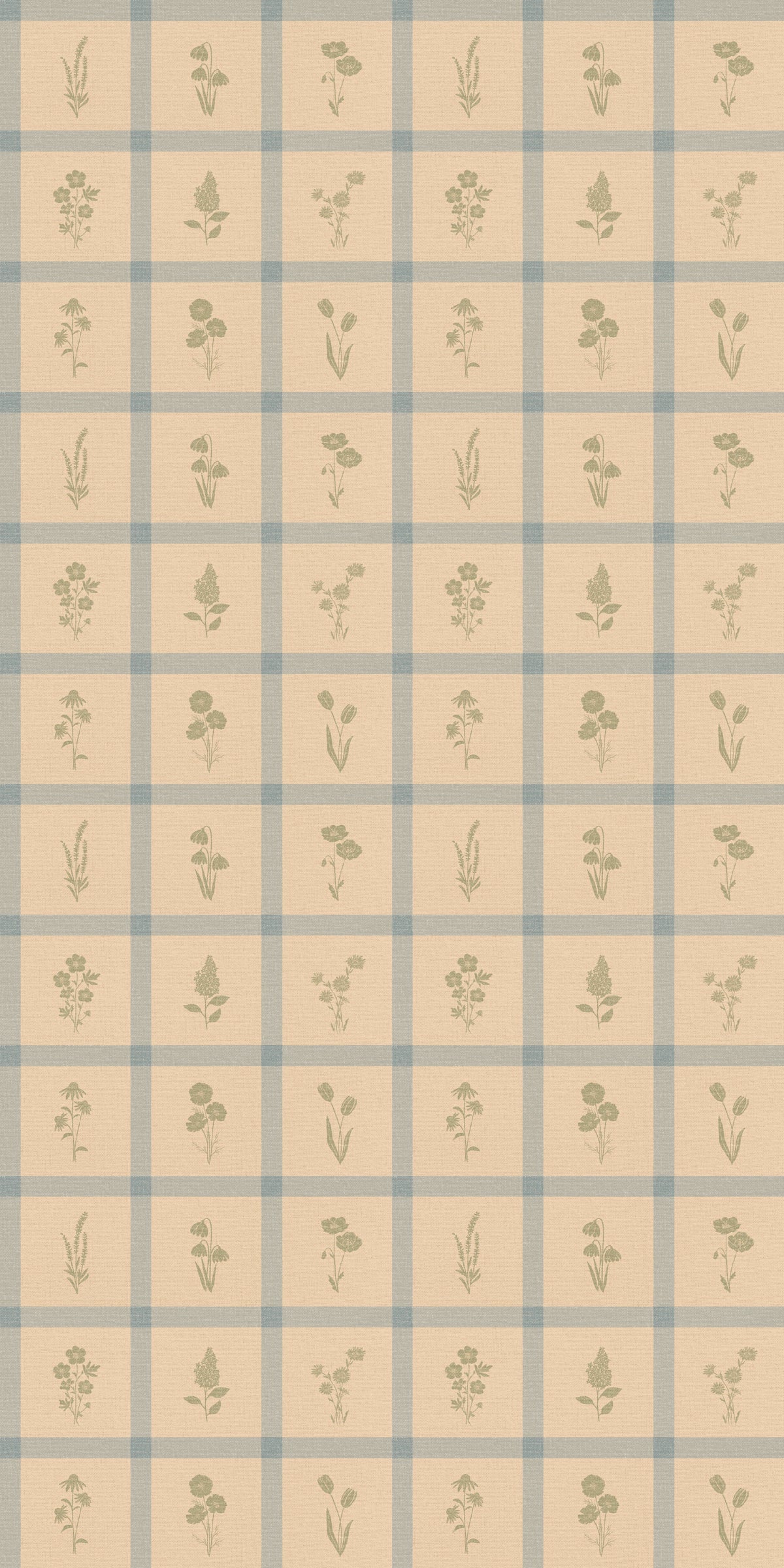 Woven Wildflower Wallpaper in Blue/Green, image 1