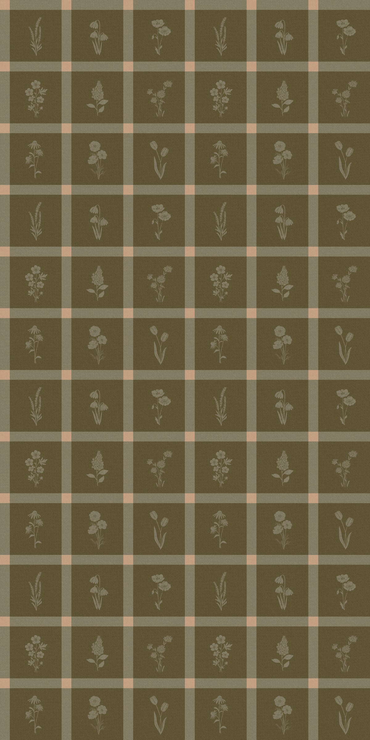 Woven Wildflower Wallpaper in Dark Green, image 4