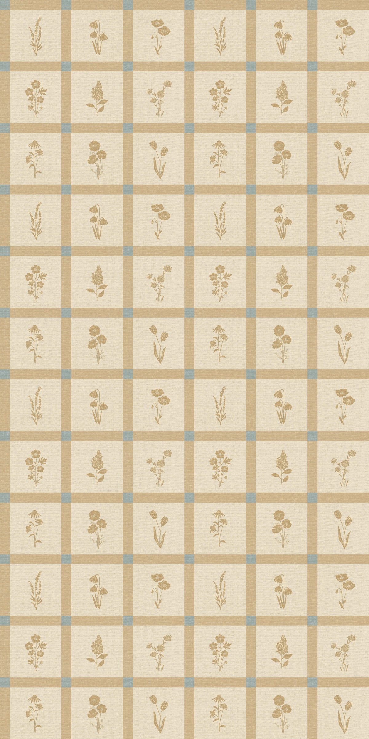 Woven Wildflower Wallpaper in Tan/Blue