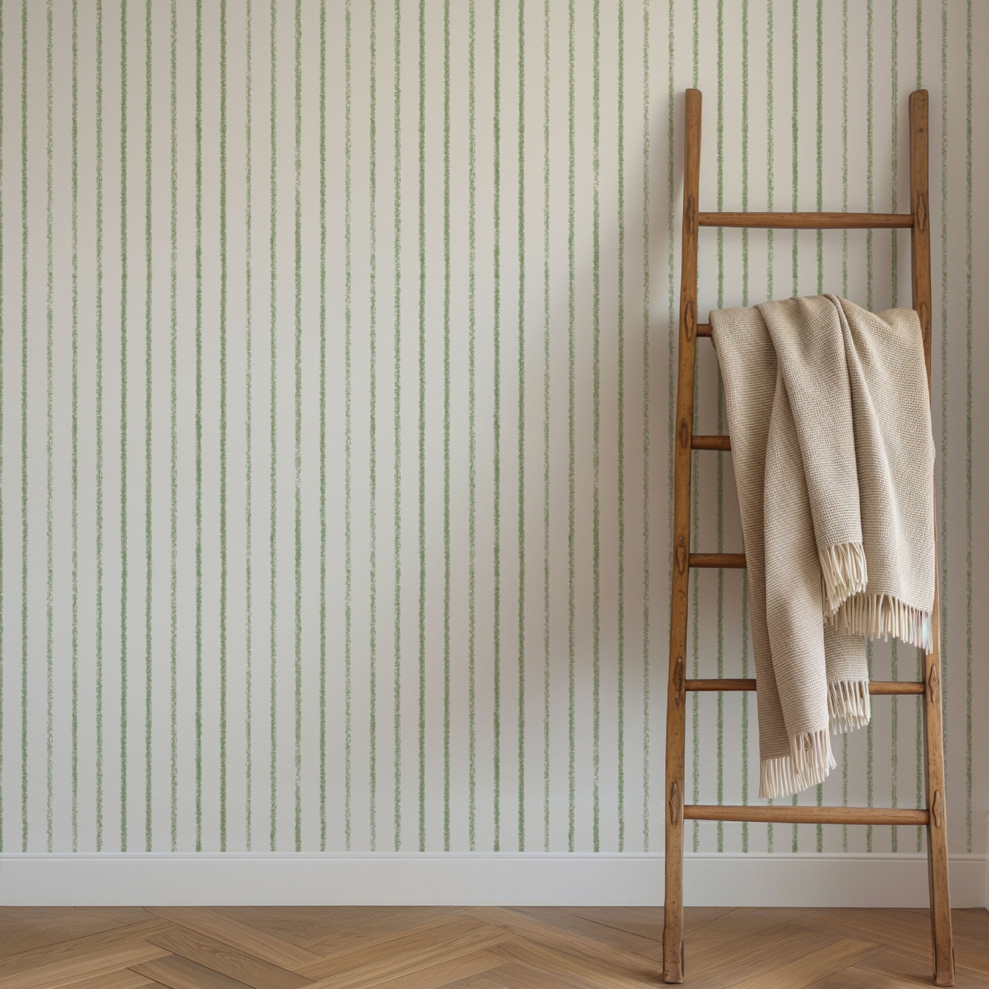 Image of Crayon Stripe in Forest Wallpaper