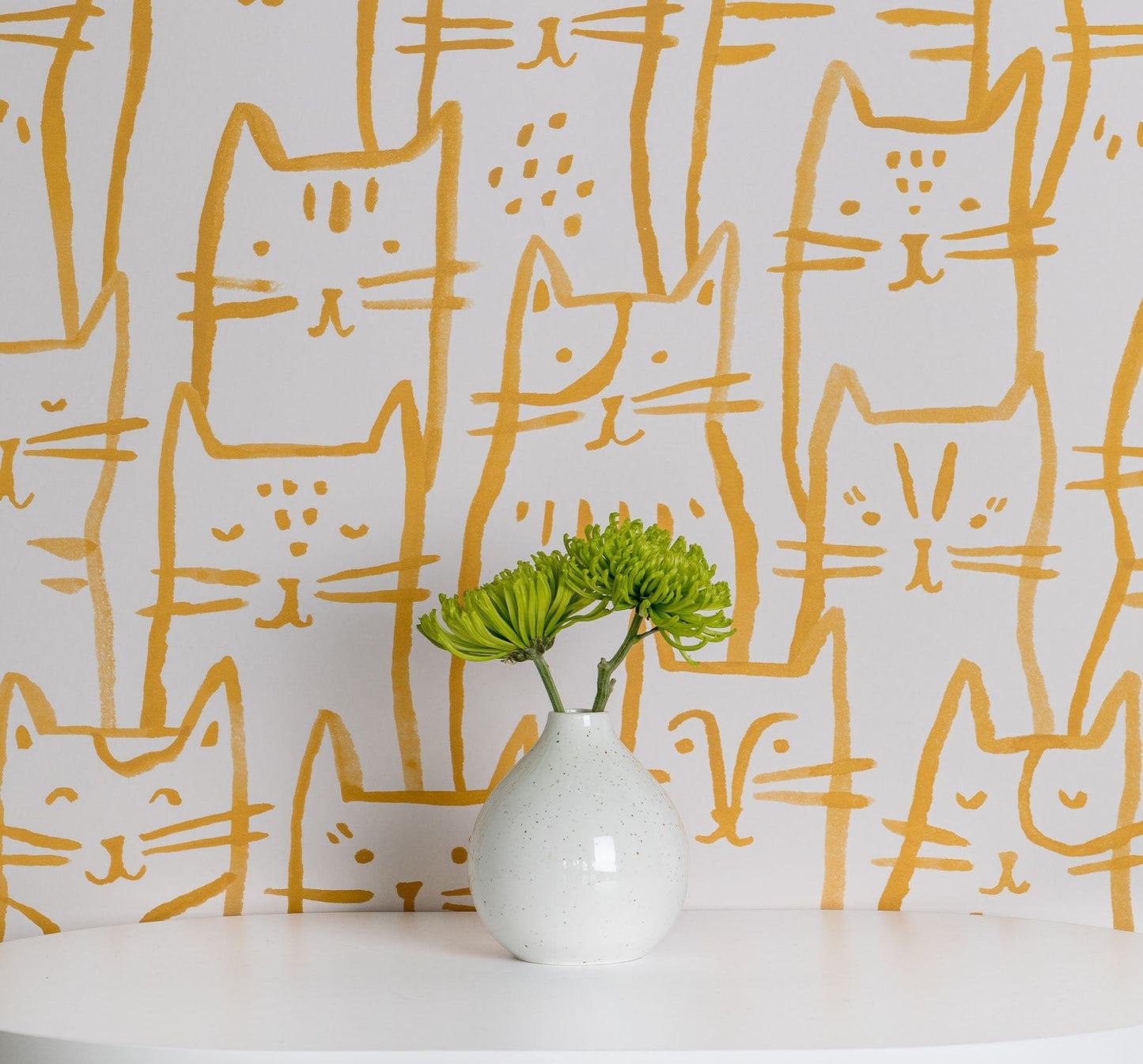 Image of Smitten Kitten in Marigold wallpaper