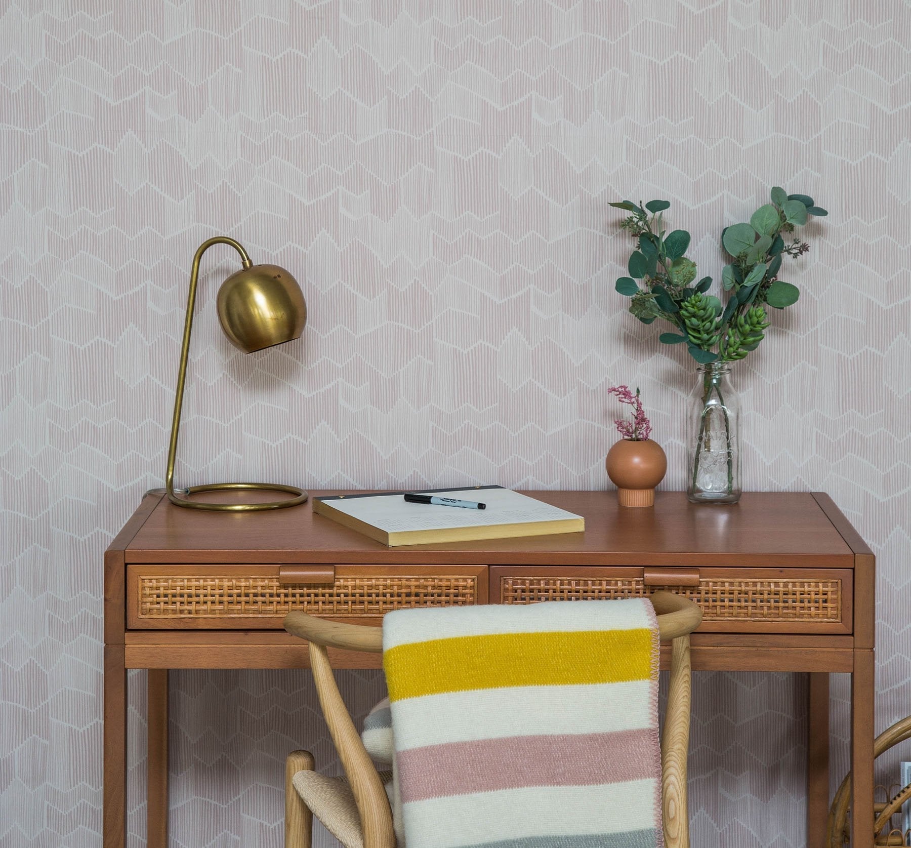 Vertical Lines in Burnt Blush Wallpaper