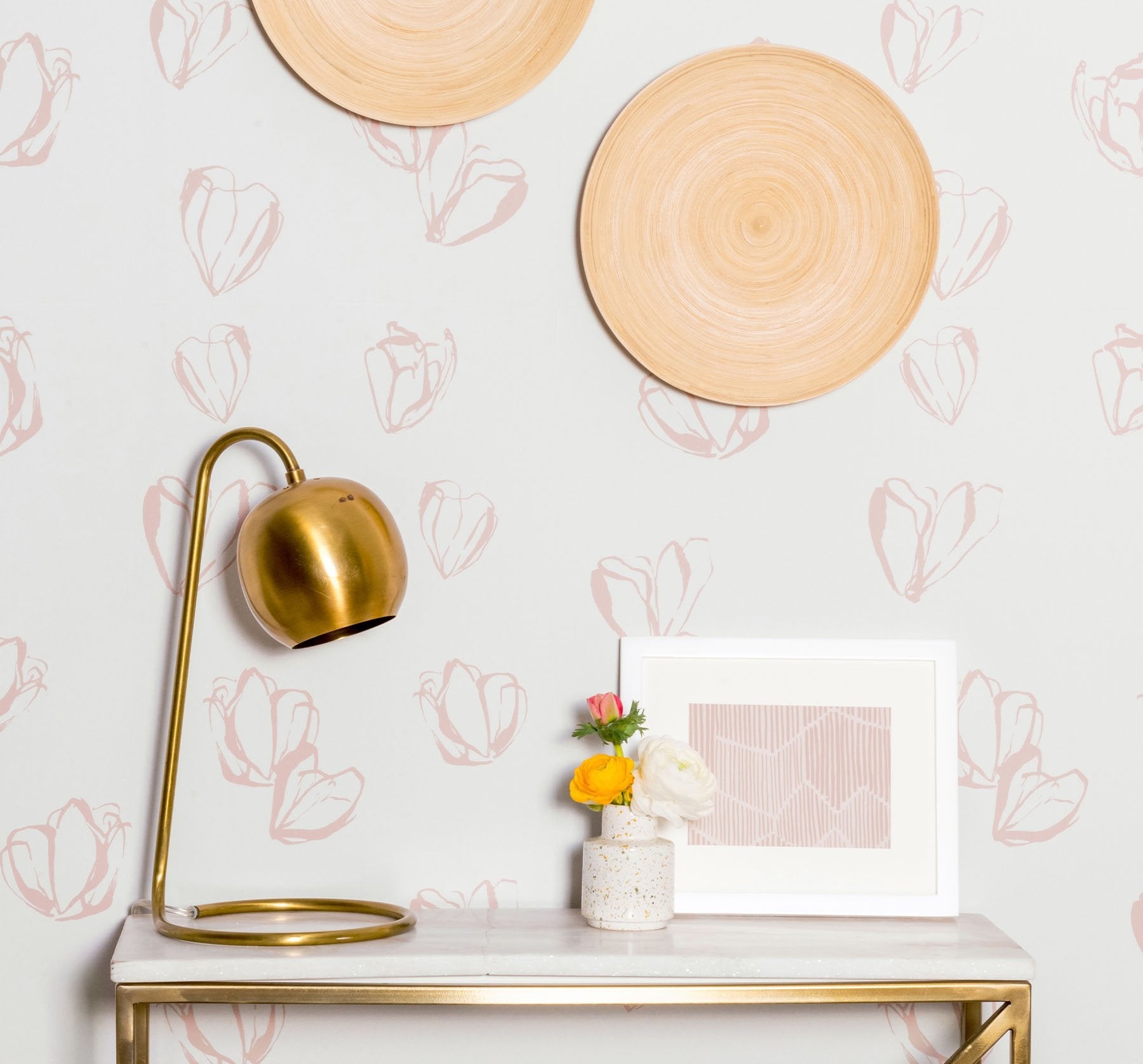 Magnolias in Blush wallpaper.