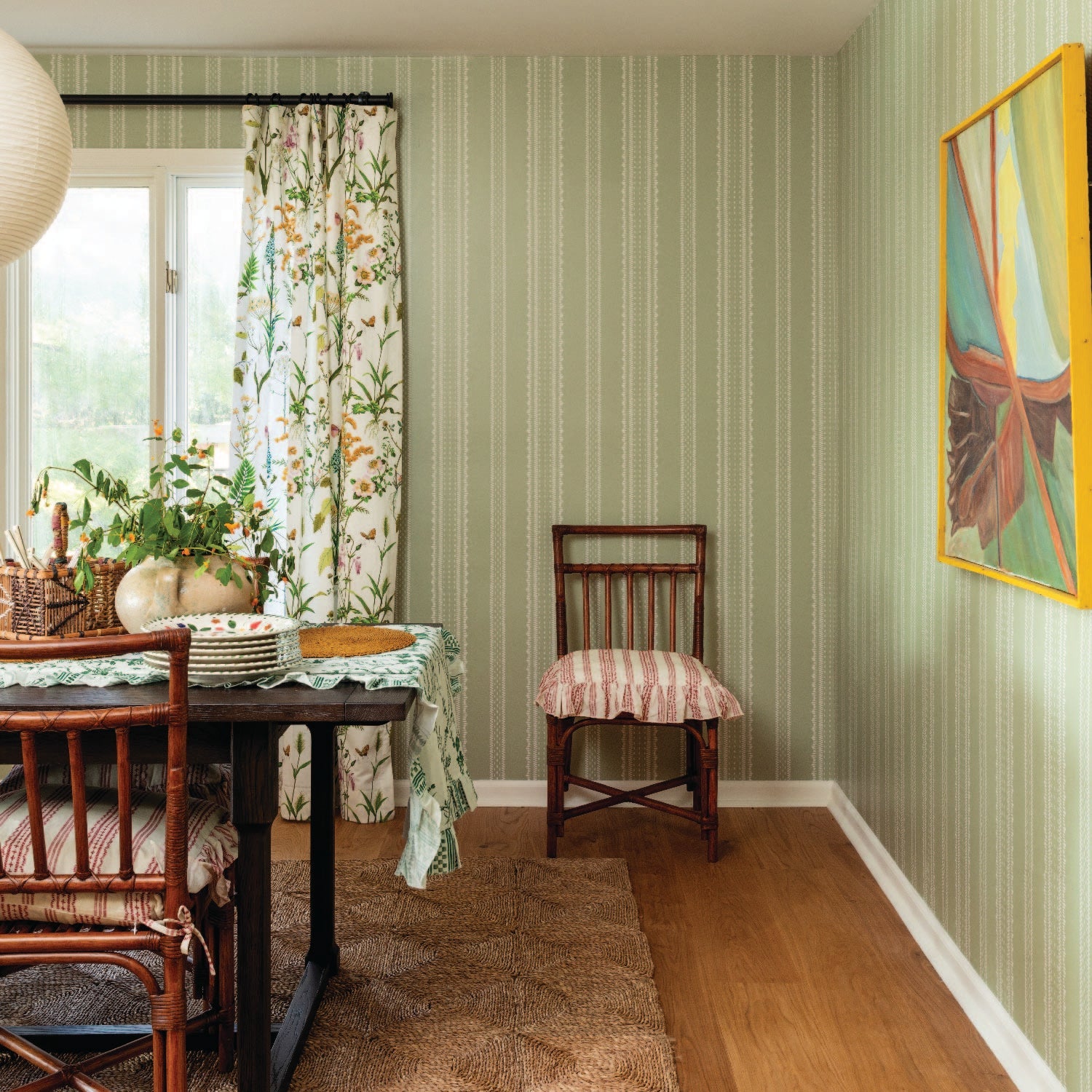 Heritage Stripe in Light Green wallpaper.