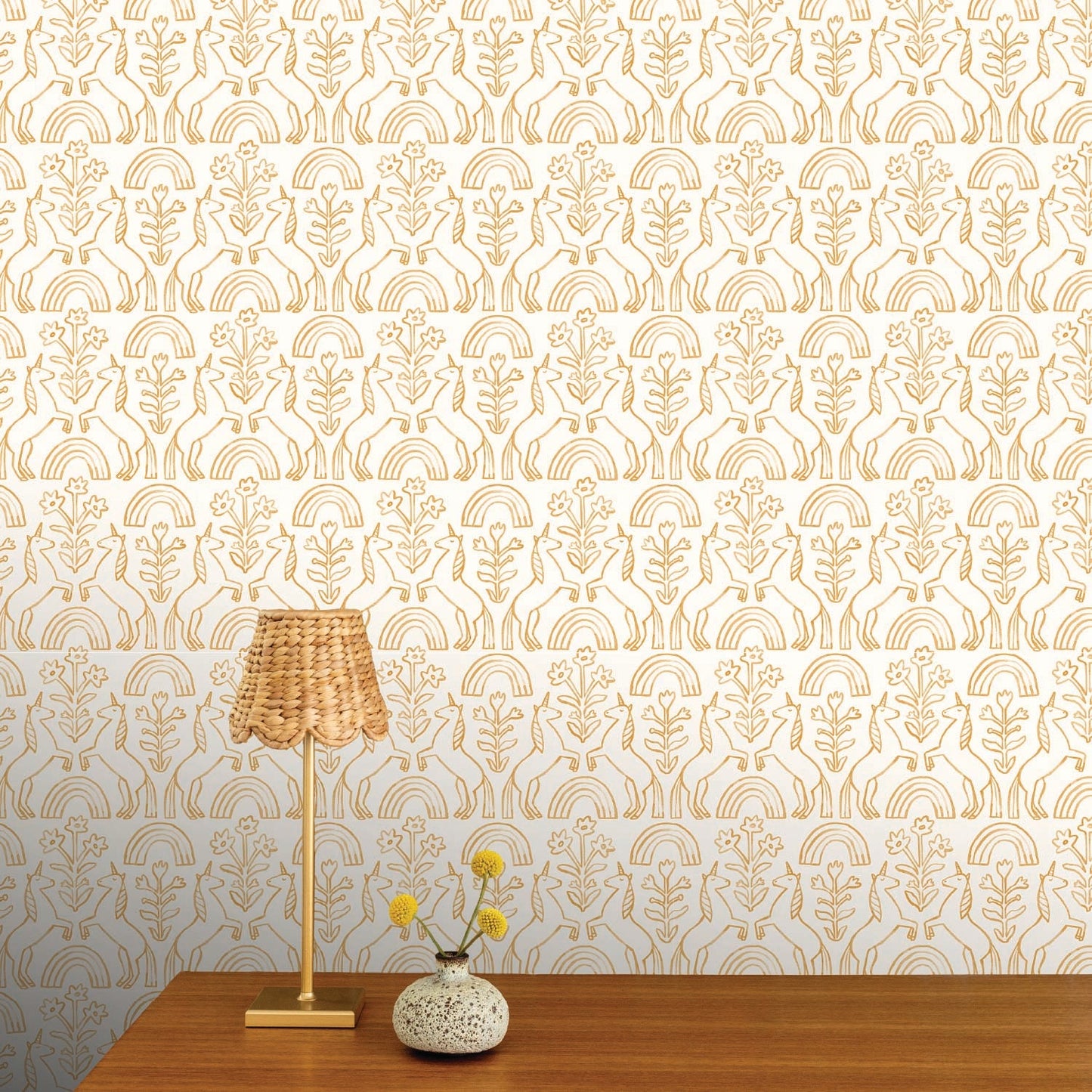 Image of Unicorn in Orange Wallpaper