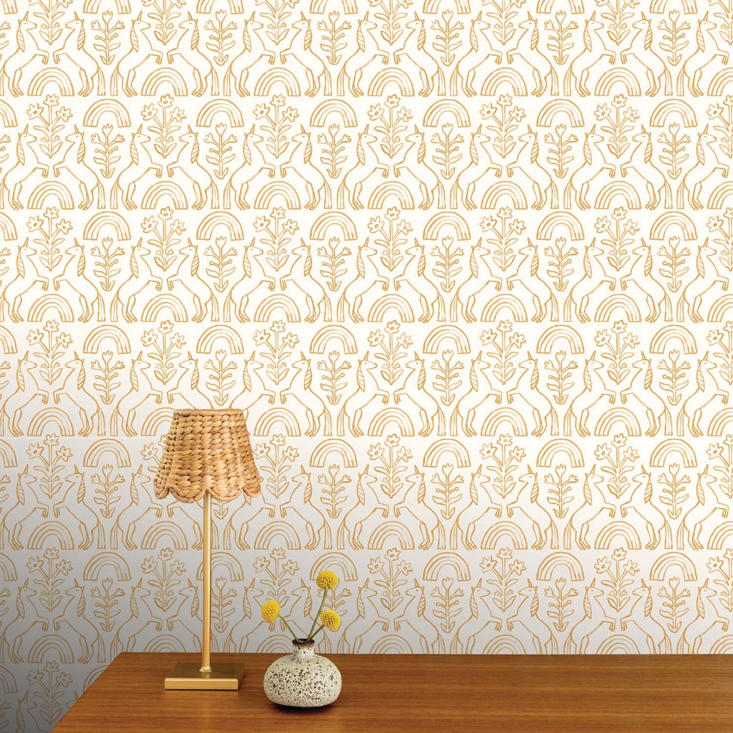 Image of Unicorn in Orange Wallpaper